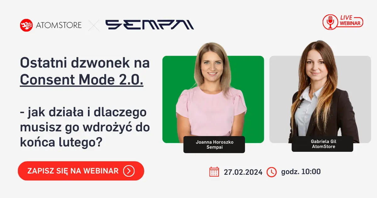 webinar o wdrożeniu constent mode 2.0 w sklepie internetowym na AtomStore